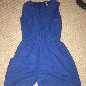 Blue lace romper with pockets